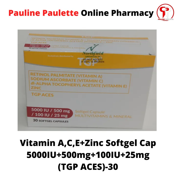 Vitamin A,C,E+Zinc Softgel Cap 5000IU+500mg+100IU+25mg (TGP ACES)30
