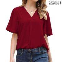 COD dhdfxcz ZANZEA Women European Street Fashion Ruffles Half Sleeves V-Neck Solid Color Blouse