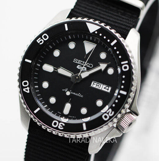 นาฬิกา-seiko-5-sports-new-automatic-srpd55k3-ฺ์black-สายผ้า