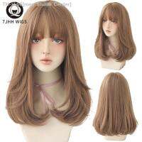 7JHH WIGS Long Wavy Brown Synthetic Wigs With Bang For Women Fashion Ombre Chocolate Daily Wear Crochet Bob Cosplay Hair [ Hot sell ] men Shose Center