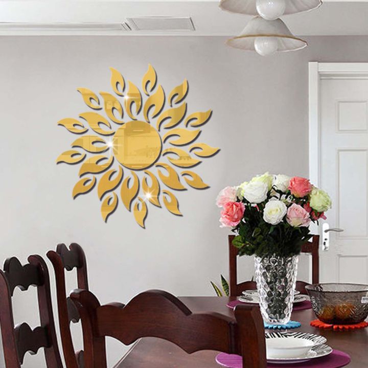 ready-stock-wall-sticker-sunflower-shape-home-decor-acrylic-decorating-3d-mirror-background-ornaments-for-living-room