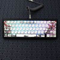 German French Spain ISO Dye Sub Keycaps Plum Blossom 80 Keys Cherry Profile Keycap For QWERTZ AZERTY 61 64 67 68 Keyboard Keys