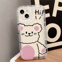 For IPhone 14 Pro Max IPhone Case Thickened TPU Soft Case Clear Case Airbag Shockproof Cute Pink Bear Compatible with For IPhone 13 11