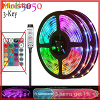 Ministar USB ไฟแถบไฟ LED 1ม. 2ม. RGB 5050มินิ3คีย์ทีวีไฟพื้นหลังยืดหยุ่นได้ริ้วสายไฟ