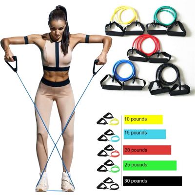 5 Levels Elastic Band Yoga Pull Rope Elastic Gym Fitness Exercise Tube Band With Handles For Home Workouts Strength Training