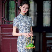 R วรรณกรรมศิลปะอารมณ์ปรับปรุง Cheongsam 2023ฤดูร้อนสาวสไตล์จีนลูกไม้ชุดราตรี Qipao สำหรับผู้หญิง