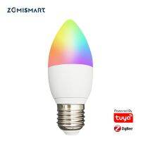 【SALE】 tpcnmw Zemismart Tuya Zigbee 3.0หลอดไฟ Led E27 5วัตต์สมาร์ทเทียนหลอดไฟ RGB W หรี่แสงได้โคมไฟสมาร์ทชีวิต APP Alexa Google ตกแต่งบ้าน