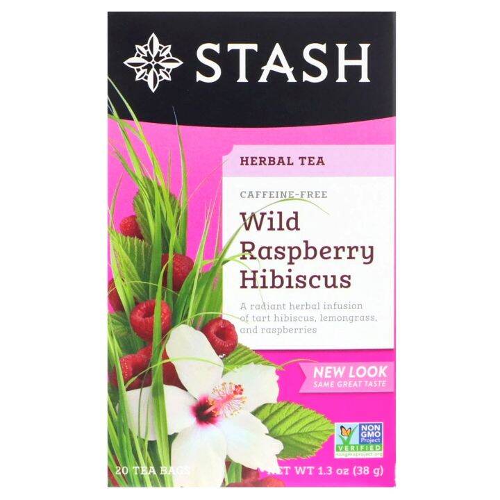 ชาสมุนไพรไม่มีคาเฟอีน-stash-decaf-herbal-tea-wild-raspberry-hibiscus-ชาราสเบอร์รี่ป่าและดอกชบา-20-tea-bags-ชารสแปลกใหม่-นำเข้าจากต่างประเทศ