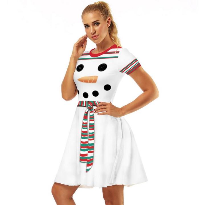 ugly-christmas-dress-for-women-snowman-a-line-short-sleeve-party-dress-cute-cocktail-swing-dresses-for-christmas-party-attractively