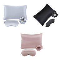 3pcsSet Imitated Silk Pillowcase Smooth Soft Pillow Cover With Sleep Eye Hair Band For Home Ho Bedroom 51*66cm