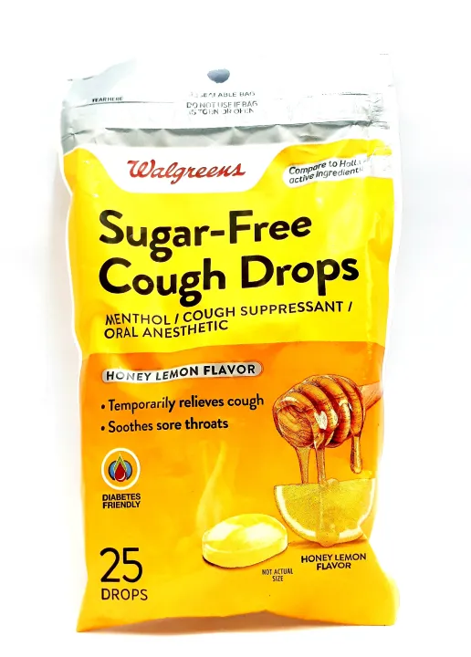 WALGREENS SUGAR FREE COUGH DROPS HONEY LEMON 25 DROPS Expiration