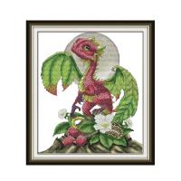 Raspberry dragon cross stitch kit aida 14ct 11ct count print canvas cross stitches needlework embroidery DIY handmade