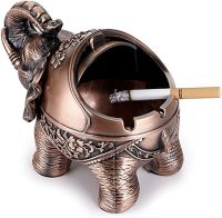 hot！【DT】❂▫✽  Windproof Ashtray with Lid-Elephant Shaped Table Indoor and Outdoor Office Decoration Smokeless