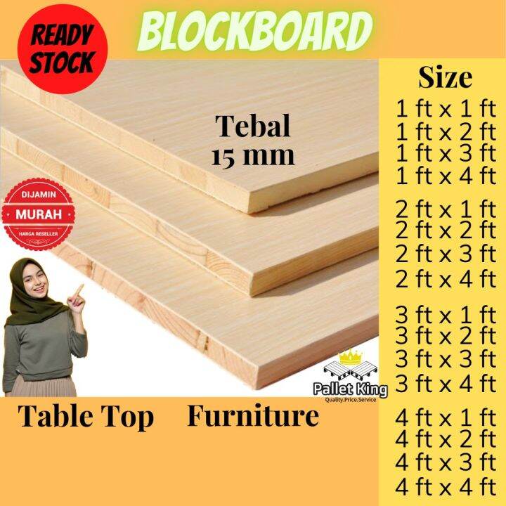 Blockboard 15mm Table Top Rack Shelf Board Papan Kayu Plywood
