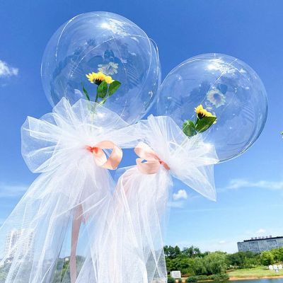 Romantic LED Bionic Rose Flower Bubble Balloon/ LED Luminous Rose Bouquet Light with Bobo Balloons/ DIY BirthdayValentines Day Christmas Romantic Gifts for Girlfriend Wife Women
