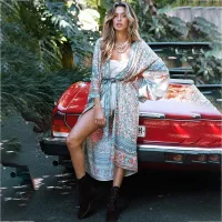 --D0512 Hot style in Europe and the printed cotton were located outside beach blouse loose cardigan take holiday dress bikini smock