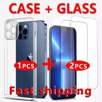 TPU Case For iPhone 14 13 11 12 Pro Max XS Max XR X 12 mini Case For iPhone 6 6s 7 8 Plus glass transparent screen protector