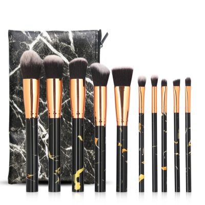 【cw】 10pcs Makeup Brushes set with bag Professional Marbling Handle Soft Powder Foundation Eyeshadow Lip Make Up Brush Beauty Tools