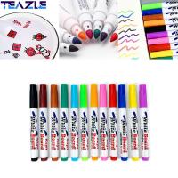 TEAZLE 8/12 สี เด็ก การวาดภาพน้ำ ของเล่นเพื่อการศึกษาเบื้องต้น ลอยน้ำ ปากกามาร์คเกอร์สีสันสดใส ปากกาไวท์บอร์ด ปากกาลอยน้ำแบบลบได้ ปากกาวาดภาพน้ำวิเศษ ปากกา Doodle