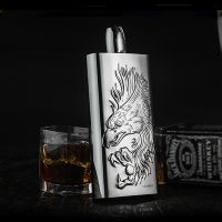 【LZ】❁✙  Portable flagon eagle padrão uísque vinho pote balão 17 oz aço inoxidável hip balão licor álcool tampão viagem drinkware