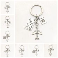 【DT】1pcs Earth Airplane Keychains No Matter Where Pendant Travel Keyring Friendship Best Friend Jewelry Diy Handmade hot