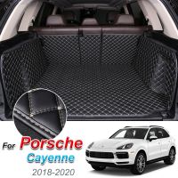 พื้นท้ายรถหนังซับในห้องเก็บสัมภาระ Alas Bagasi Mobil พรมปูพื้นสำหรับ Porsche Cayenne 2018-2020