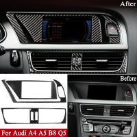 Real Carbon Fiber Car Interior Navigation Air Conditioning CD Control Panel LHD RHD Sticker For Audi A4 A5 B8 Q5 Car Accessories