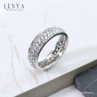 LenYa Jewelry แหวนเพชร DiamondLike เรียบแต่หรูด้วยการฝังเพชร DiamondLike รอบตัวเรือน บนตัวเรือนเงินแท้ชุบทองคำขาว