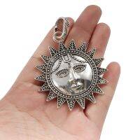 2 Pcs Tibetan Silver Large Sun Face Charm Pendant with Bail Connector for Necklace Jewelry Accessorices Findings