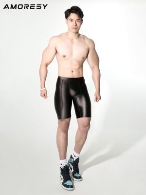 Ries☊ชุดโพไซด์ผู้ชาย Amoresy กางเกงขาสั้นสำหรับกีฬาฟิตเนสผู้ชายเอวยางยืดเข้ารูประบายอากาศได้