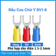 Gói 100 đầu cos chữ Y, đầu cốt chỉa bọc phủ nhựa SV1-8 bấm nối dây điện 1.5