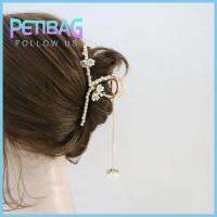 PETIBAG โลหะสำหรับตกแต่ง พู่ไข่มุกผมกรงเล็บ คลาสสิกคลาสสิก สง่างามเรียบหรู ปิ่นปักผมฉลาม ของใหม่ ไข่มุกไข่มุก อุปกรณ์เสริมผม สำหรับผู้หญิง