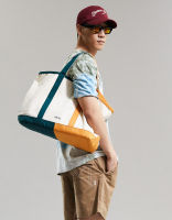 [MOO 12/21] Yellow &amp; Green canvas tote bag กระเป๋าถือ ผ้าแคนวาส ตัดต่อสลับสี