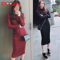 winners Women Long Sleeve Slim Dress Turtleneck tail Bodycon Dress