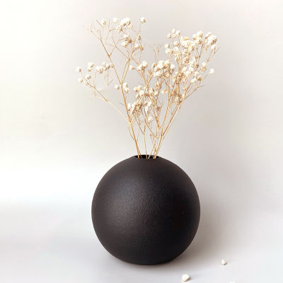 NIFLHEIM Stoneware Ball Flower Vase Nordic Ceramic Pot Luxury Home Living Room Decoration Design Craft Office Decor Accessories