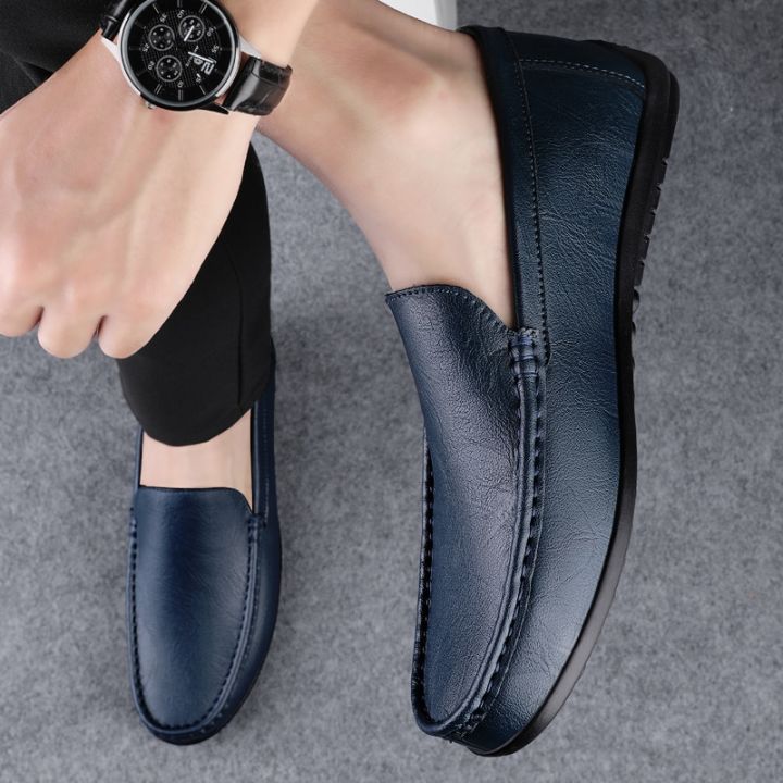 รองเท้า-sepatu-pantofel-kulit-แท้รองเท้าผู้ชายลำลองผู้ชายดีไซน์แฟชั่นแบบสวมรองเท้าโบ้ทชูส์ทำมือ