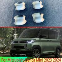 สำหรับ Mitsubishi Delica มินิ2023 2024อุปกรณ์เสริมรถยนต์ ABS ที่จับประตูชุบโครเมียมฝาครอบถ้วยเล็มโพรงด้ามจับประตูแทรก