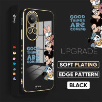 เคส PMP สำหรับ OPPO Reno10 Pro 5G ฟรีสายคล้อง + ตัวการ์ตูนน่ารักลวดลายขอบสี่เหลี่ยมชุบเคสโทรศัพท์เคสโทรศัพท์นิ่มสุดหรู