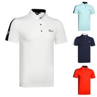 ♠Titleist เสื้อผ้าแห้งเร็วสำหรับผู้ชาย,เสื้อโปโลแขนสั้นเสื้อโปโลเสื้อแจ็คเก็ตกีฬากลางแจ้งกางเกงเล่นกอล์ฟฤดูร้อนใหม่