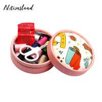 Round Sewing Box Portable Multi-function Sewing Kits for DIY Embroidery Thread Quilting Stitching Sewing Accessories