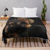 Ready Stock Dachshund Dog portrait photo pupies Throw Blanket Thin Blankets Hairy Blanket Beach Blanket Plaid on the sofa