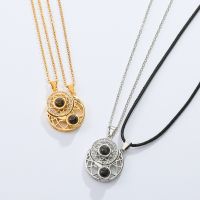 2PCS Fashion Couple Matching Necklace Sun Moon Necklaces for Lovers Gift Heart Magnetic Paired Pendant Jewelry Chain Choker Gift