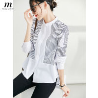 ❦ Missumixiu 2022ฤดูใบไม้ร่วงใหม่เสื้อลายผู้หญิง Patchwork Design เสื้อแขนยาว Tops Ladies