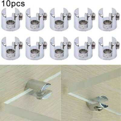 10x 6-8mm Glass Shelf Support Clamp Brackets Clip Chrome Shelves Bathroom Mirror Tight Clips Holder Door Hardware Wall Stickers Decals