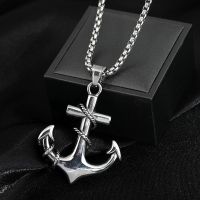 High Quality Pirates of The Caribbean Anchor Cross Necklace for Men Vintage Hip Hop Stainless Steel Pendant Fashion Men Jewelry