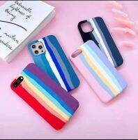 เคสสีรุ้งโลโก้ ไล่สี พาสเทล เคสกำมะหยี่ IPhone 12 pro max 11 11pro max 6 6s 6+ 6plus 7 8 se2 se3 7+ 8+ 7plus 8plus X XS XR XSMAX