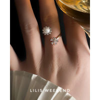 Hot selling products ? Lilis Weekend Spring Flower Ring Exquisite Cute S925 Silver Pearl Brilliant Zircon