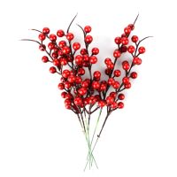 【DT】 hot  10pcs Artificial Flower Festival Wedding Fake Flowers Garden Supplies Christmas Decoration Red Berry Stem Simulation Flower