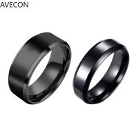 AVECON แหวนคู่รักทำจากเหล็กไทเทเนียมเงาวับกระจกสีดำผู้ชายแนวยุโรปและอเมริกาและแหวนผู้หญิง