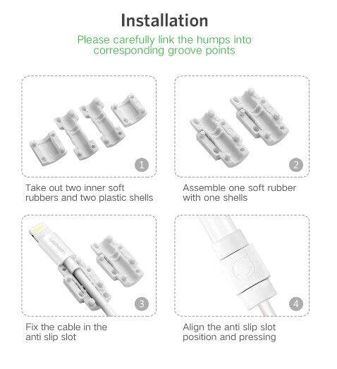 ป้องกันสายหัก-ugreen-cable-protector-for-lightning-charger-protection-cable-usb-cord-saver-bite-usb-cable-6ชิ้น